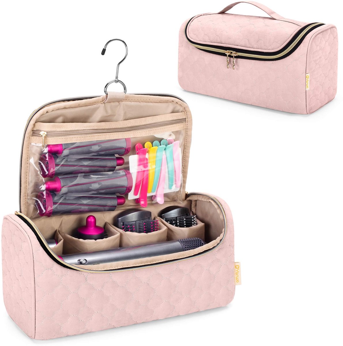 Dailygoods - Travel Bag voor Dyson Airwrap - Beige Roze Opbergtas