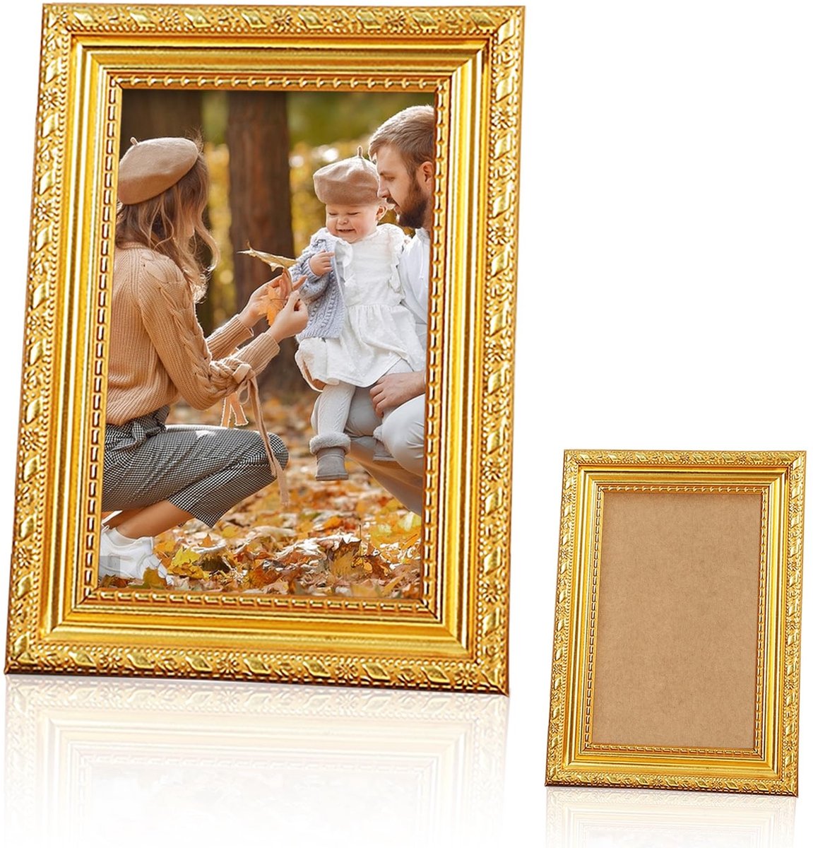 Dailygoods - Gouden A4 Fotolijst - Vintage Decoratieve Fotolijst met Glas voor Thuis en Kantoor