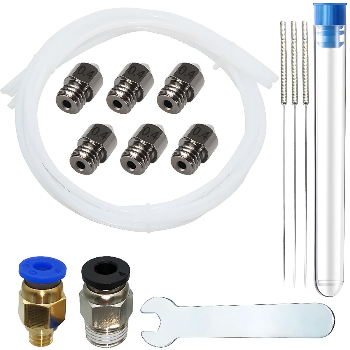 Dailygoods - CESFONJER MK8 Nozzles - Set van 6 Harde Stalen Nozzles voor 3D Printers