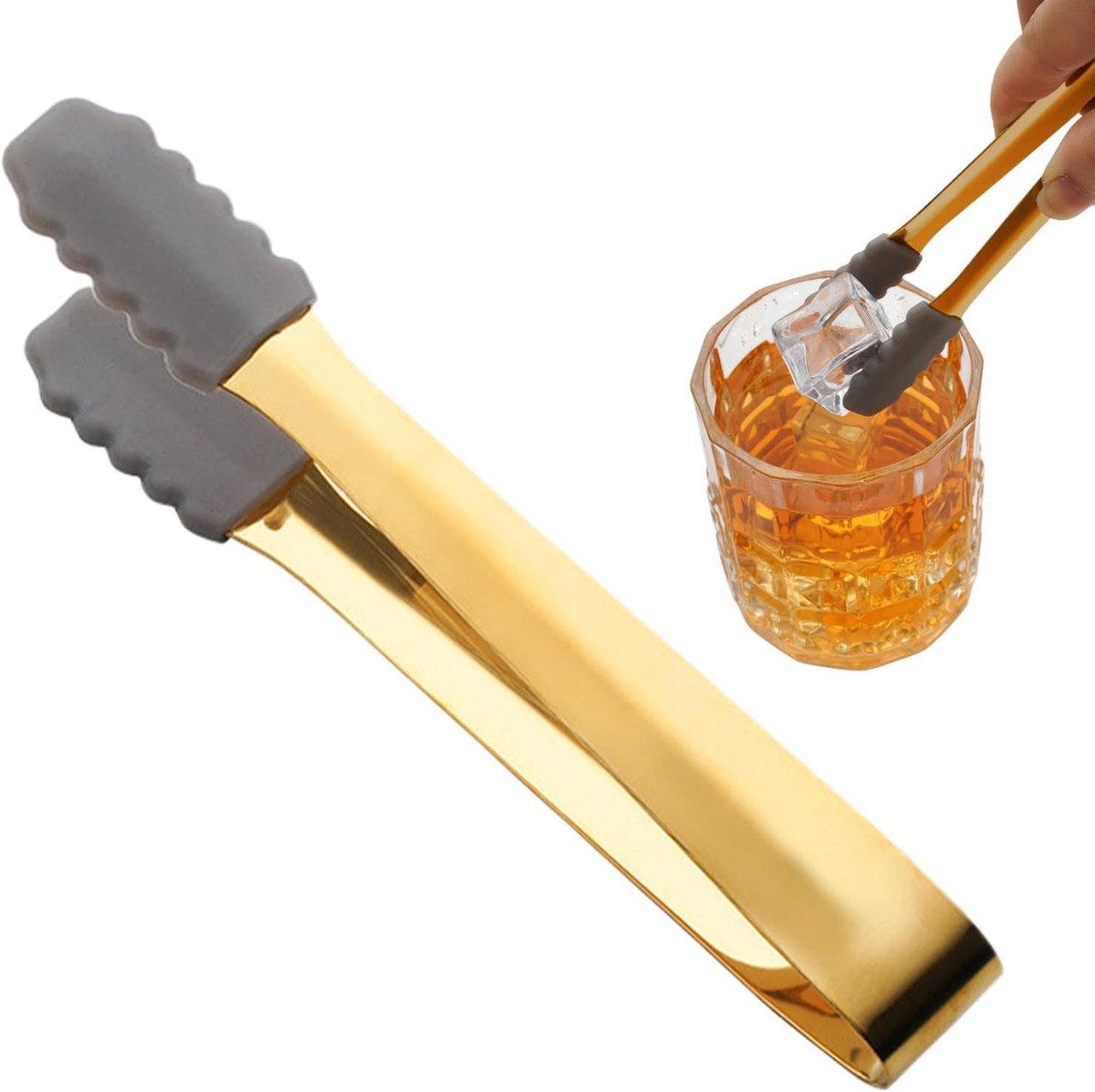 IJs Tangen - Suikerklontjes Tang - Drankjes Serveren - Antislip Grip - 12.8 cm - Goud