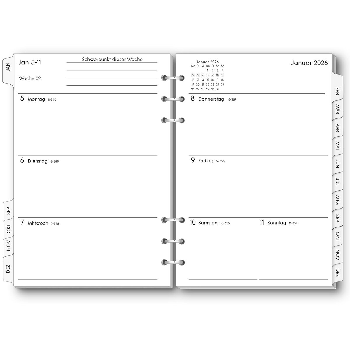 Dailygoods - A5 Weekplanner 25-26 - Kalendervulling met Tabs