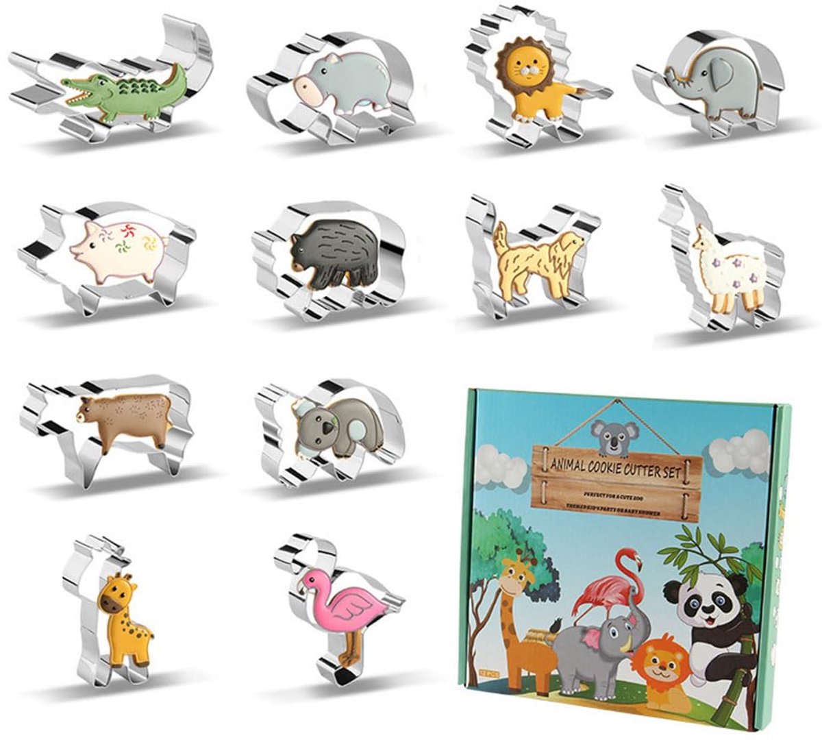 Dailygoods - 9 Stuks Dierlijke Koekjessnijderset van Roestvrij Staal voor Taartdecoratie
