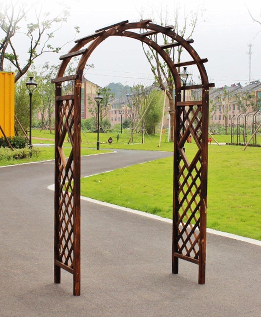 Houten Rozenboog - Tuinboog Klimplanten - Tuin Decoratie - Massief Dennen Hout - 225 cm - Natuurlijk Hout