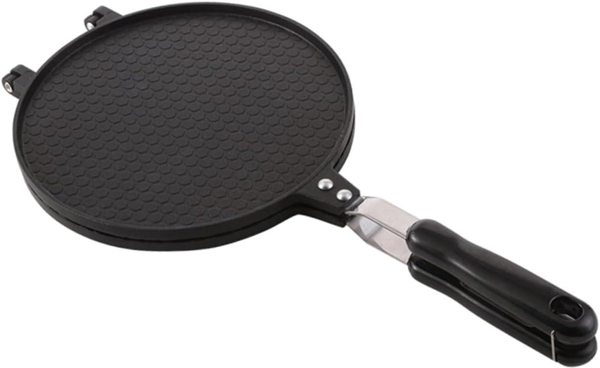 Wafelijzer - Pannenkoekenpan Omeletmaker - Ontbijt Maken - Antiaanbaklaag - 17W cm - Zwart