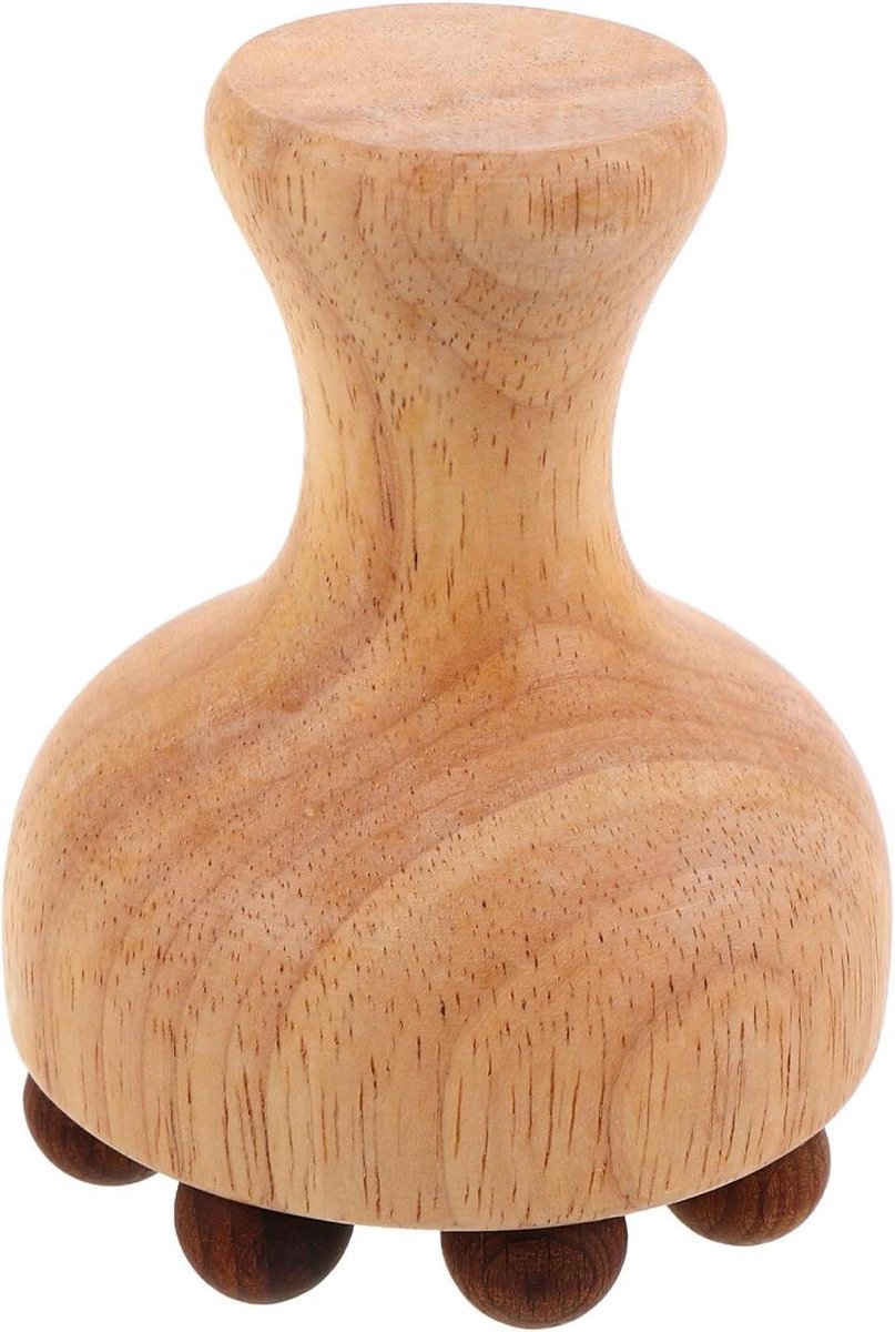 Houten Massage Roller - Massagetool Paddestoel - Spierontspanning Bevorderen - Ergonomisch Ontwerp - 10 x 8 x 8 cm - Khaki