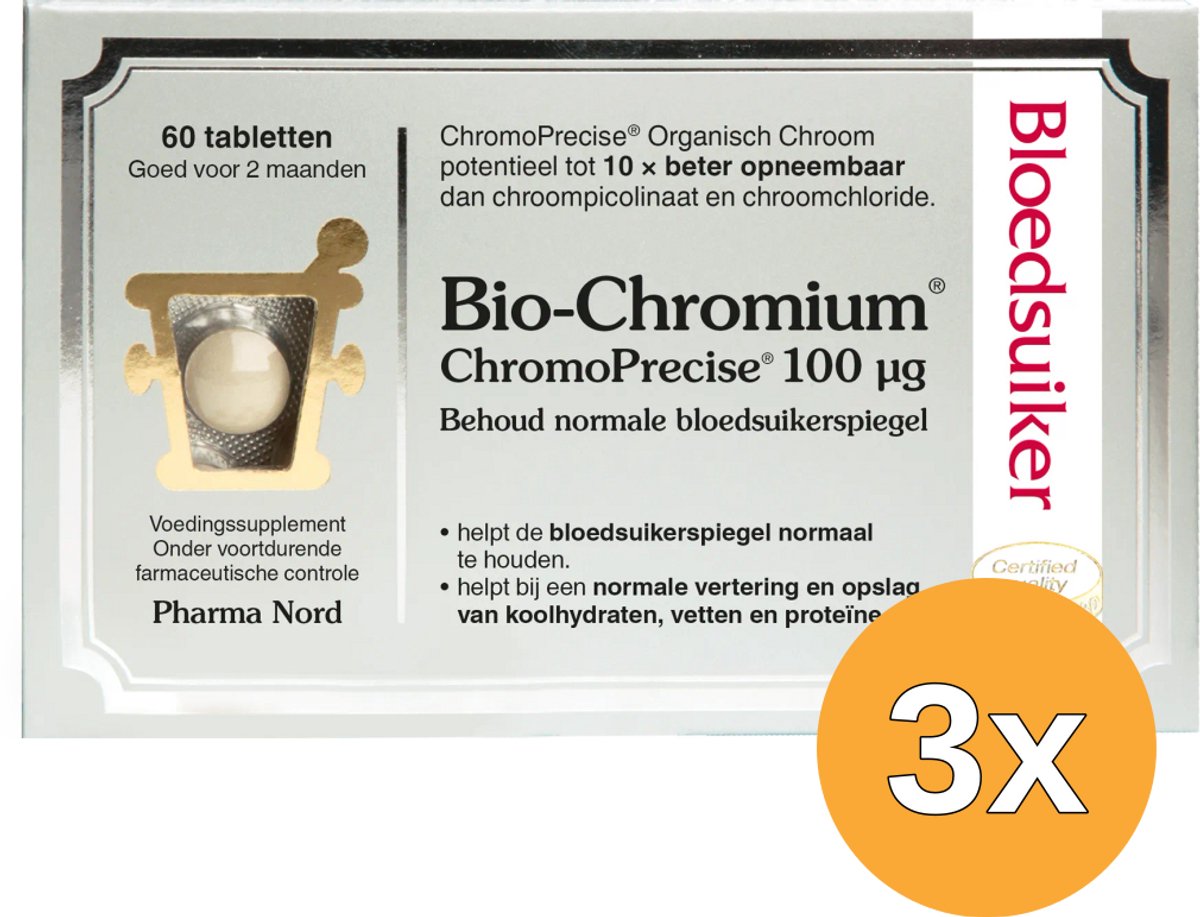 3x Pharma Nord Bio Chromium Bloedsuiker (60 tabletten)