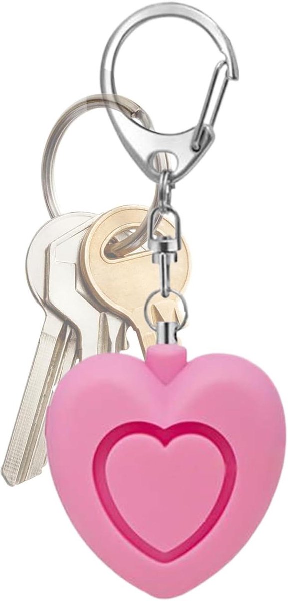 Persoonlijk Alarm - Veiligheidsalarm Hartvormig - Persoonlijke Veiligheid - 125dB Geluid met Licht - 4.7x4x2.4 cm - Roze