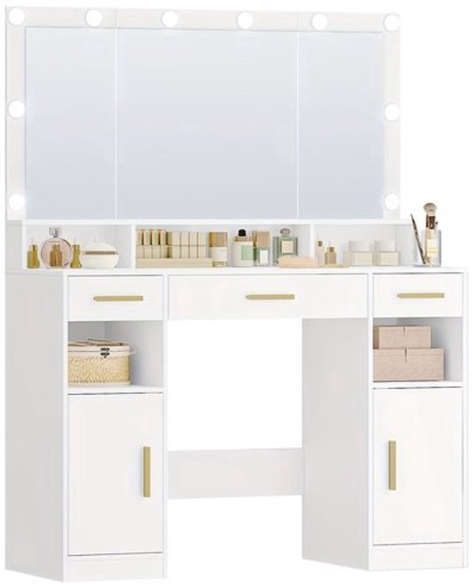 Kaptafel – Make-uptafel – Toiletmeubel – Schminktafel – Slaapkamermeubel – Wit – Groot Spi