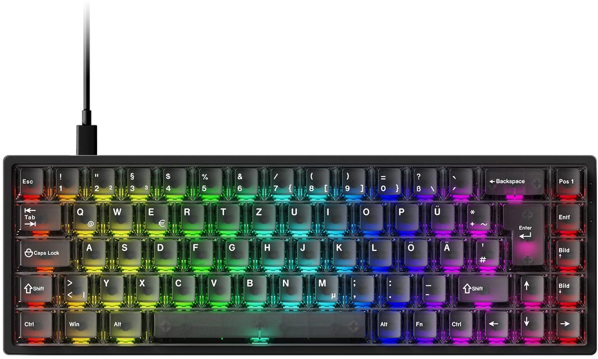SnelShoppen - Gaming-toetsenbord 65% Bedraad RGB QWERTZ ISO-DE met Hall-effect schakelaars, 8000 Hz Pollingssnelheid en Instelbare Bediening voor Win/