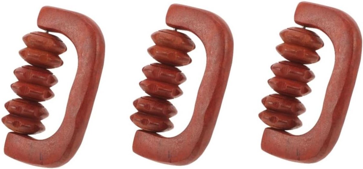 Houten Massageroller Set - Lichaamsroller Beenroller - Spierontspanning Bevorderen - Stevige Houten Constructie - 3 stuks - Houtkleur
