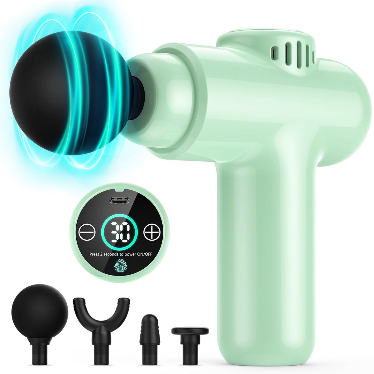 SnelShoppen - Mini Massagepistool voor Diepteweefselmassage, Draagbaar Massageapparaat met 30 Snelheden en LCD-Touchscreen voor Spierpijn en Stijfheid