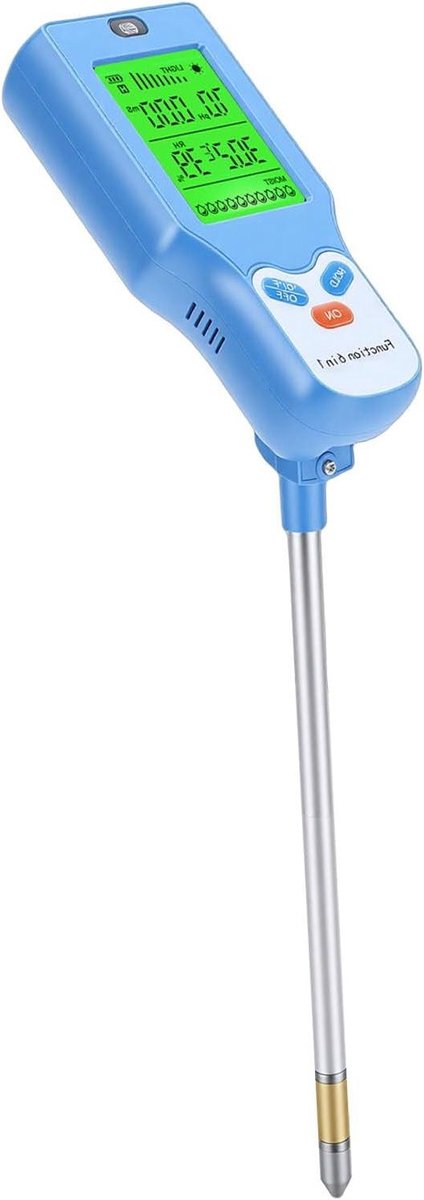 Bodemmeter - Grondtester Vochtigheidsmeter - Planten Verzorgen - 6-in-1 Functies - Ca. 295 cm - Blauw