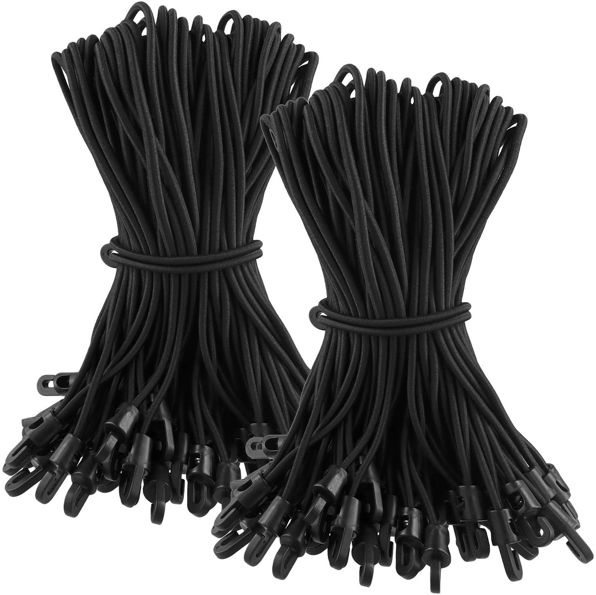 SnelShoppen - 80 stuks spanrubbers met haken 25 cm, zwarte zeilspanners, uitbreidbare rubberen spanners voor camping, aanhangwagenzeil, tuin en feest