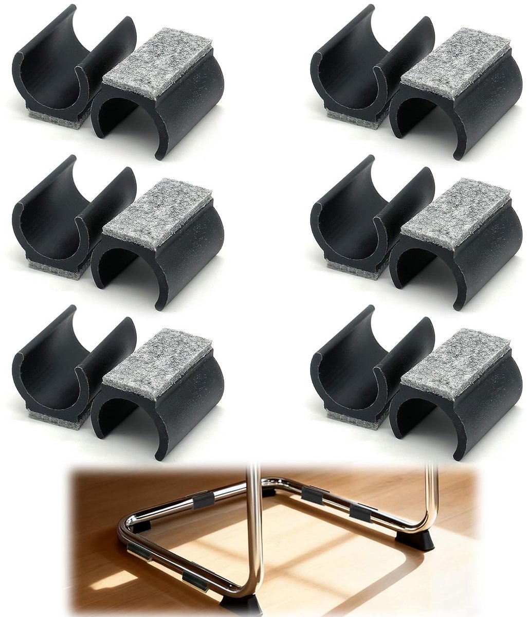 LISM-Acht U-vormige stoelpootbeschermers met viltkussentjes, 25 mm in diameter - geluidsdempend - antislip