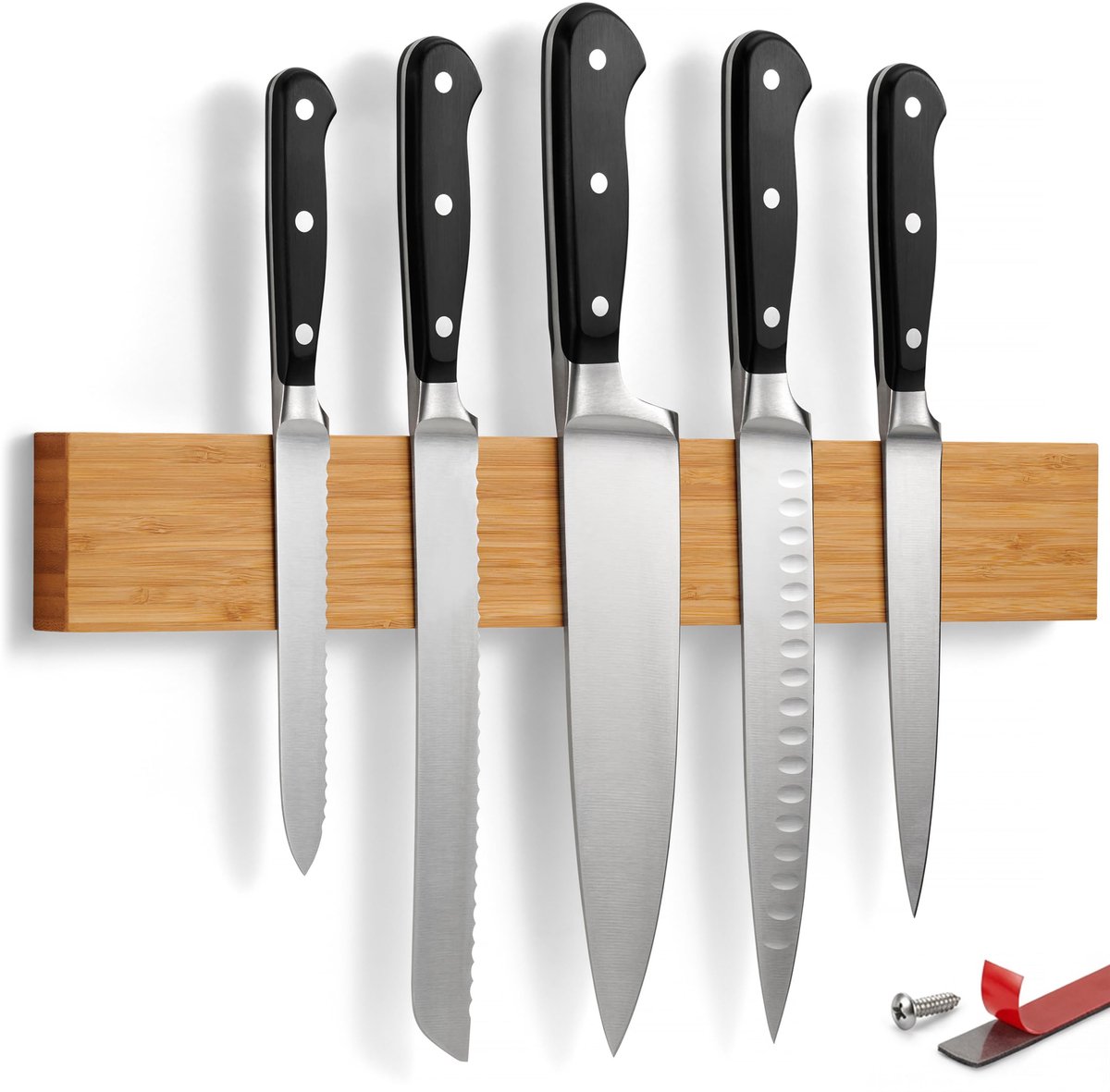 SnelShoppen - Magnetische Messenhouder van Bamboe - 40 cm - Keukenaccessoire voor Koken en Bereiden - Duurzaam en Stijlvol