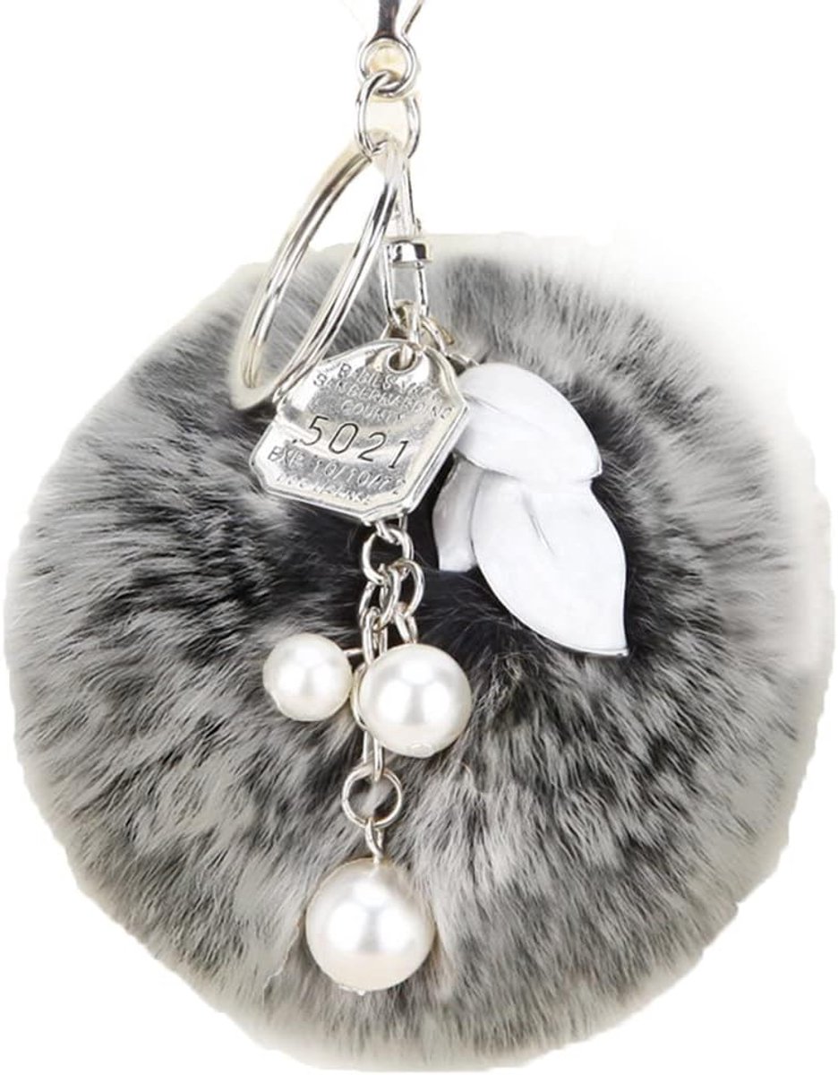 Nieuwigheid Bal Zilveren Blad Sleutelhanger Sleutelhanger Handtas Charm, grijs-1, M