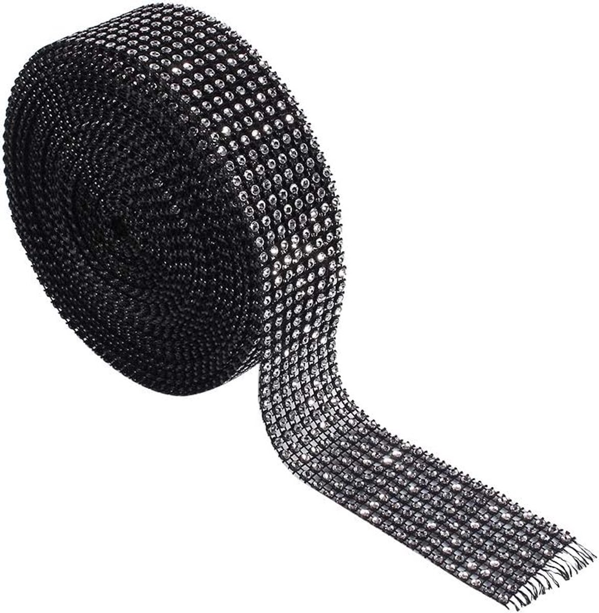 8 rijen strass lint, rol mesh envelop rol faux kristal strass lint voor bruidstaarten, babyshower, verjaardagsdecoratie, 3,5 cm x 10 m (zwart)