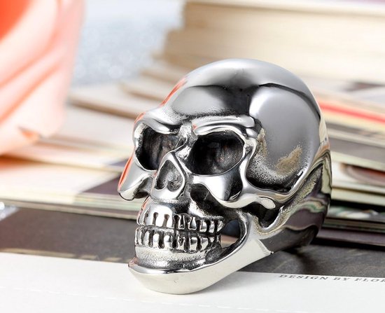 Ringen kleur zilver zwart schedel gothic maat optioneel, Roestvrij staal, Zonder steen. — afbeelding 5