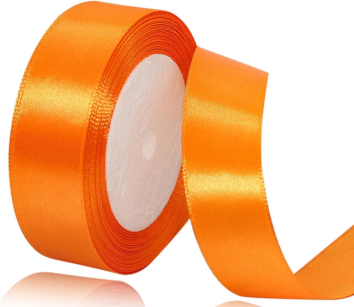 Lint, 25 mm x 22 meter, oranje, effen kleur, stof, voor inpakken, knutselen, ballons, naaiprojecten, lintjes, bruidsboeketten, bruiloftscadeaus