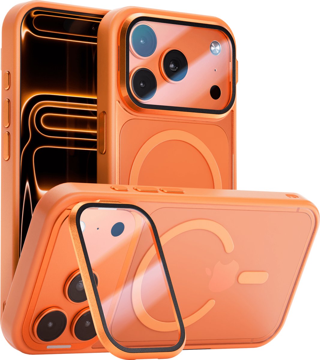 Reovo GuardCore Hoesje Geschikt voor iPhone 17 Pro - Geschikt voor MagSafe - Oranje