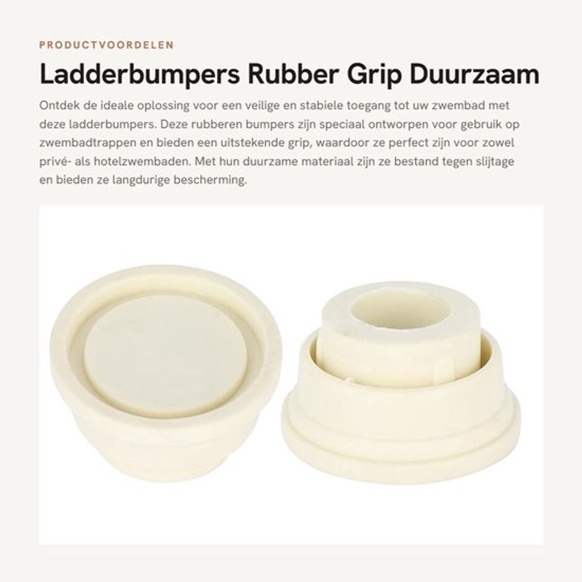 Ladderbumpers rubber - Zwembadtrap accessoires - Antislip rubberen grip - 2x Ladderbumper - Gewicht 90 g - Afmetingen 6 x 3,9 x 3,3 cm