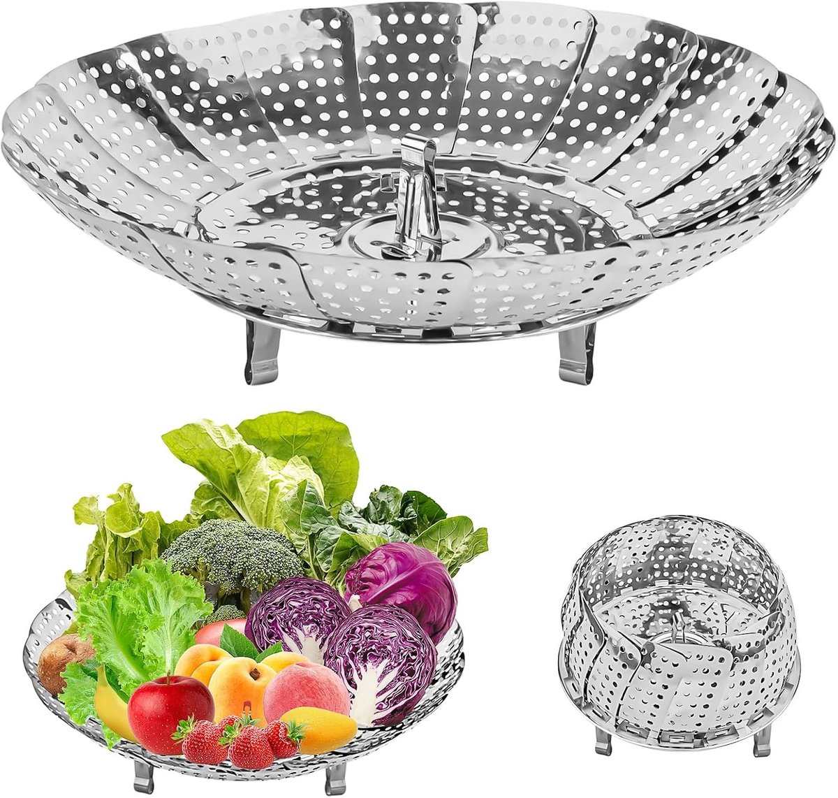 Stoommandje - Roestvrij Staal - 16-24 cm - Verstelbare Stoompan voor Gezond Koken - Voor Diverse Gerechten