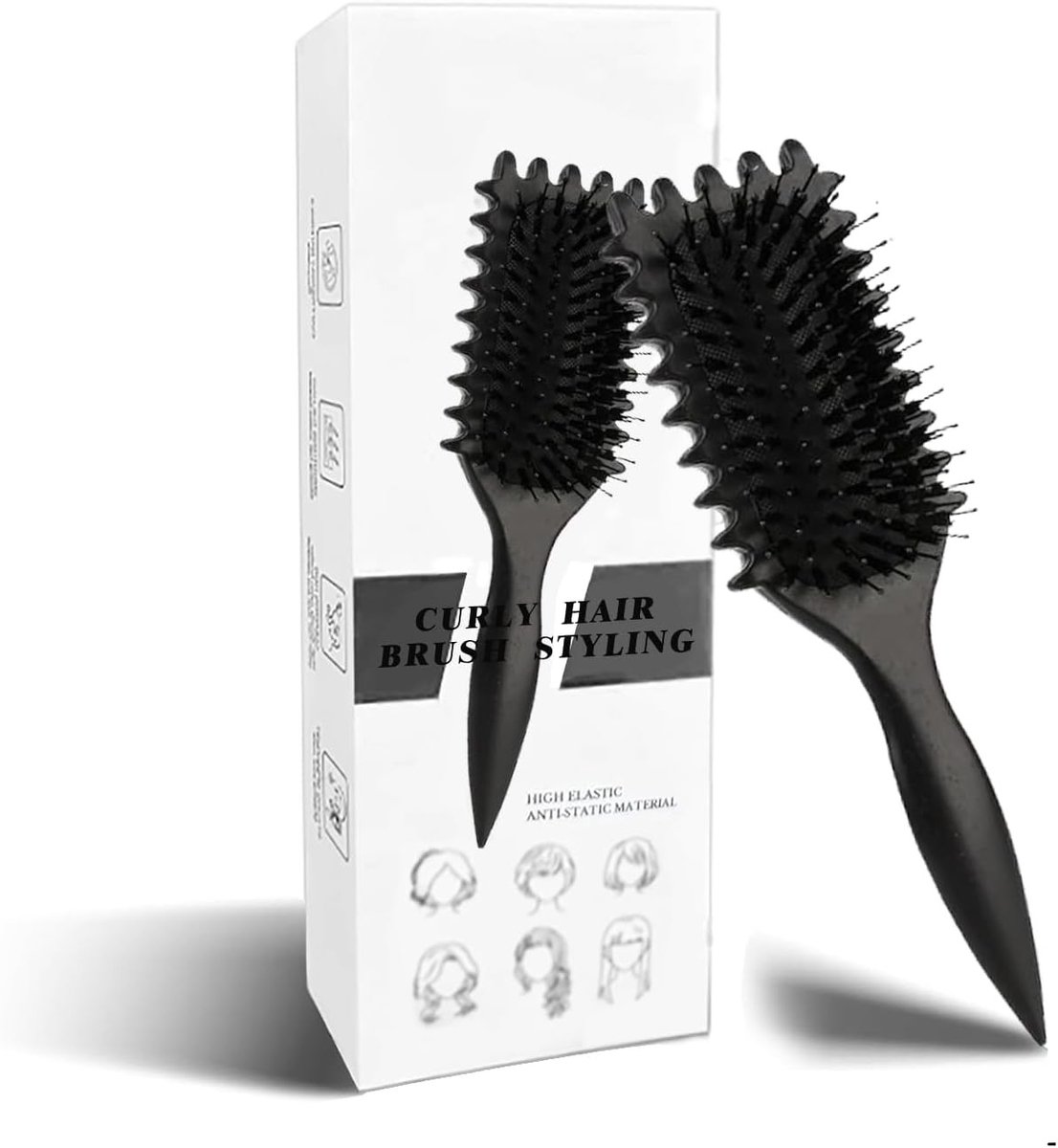 Krulborstel - Zwart - 24 cm - Stijlingborstel met Zachte Randen - Voor Mannen en Vrouwen
