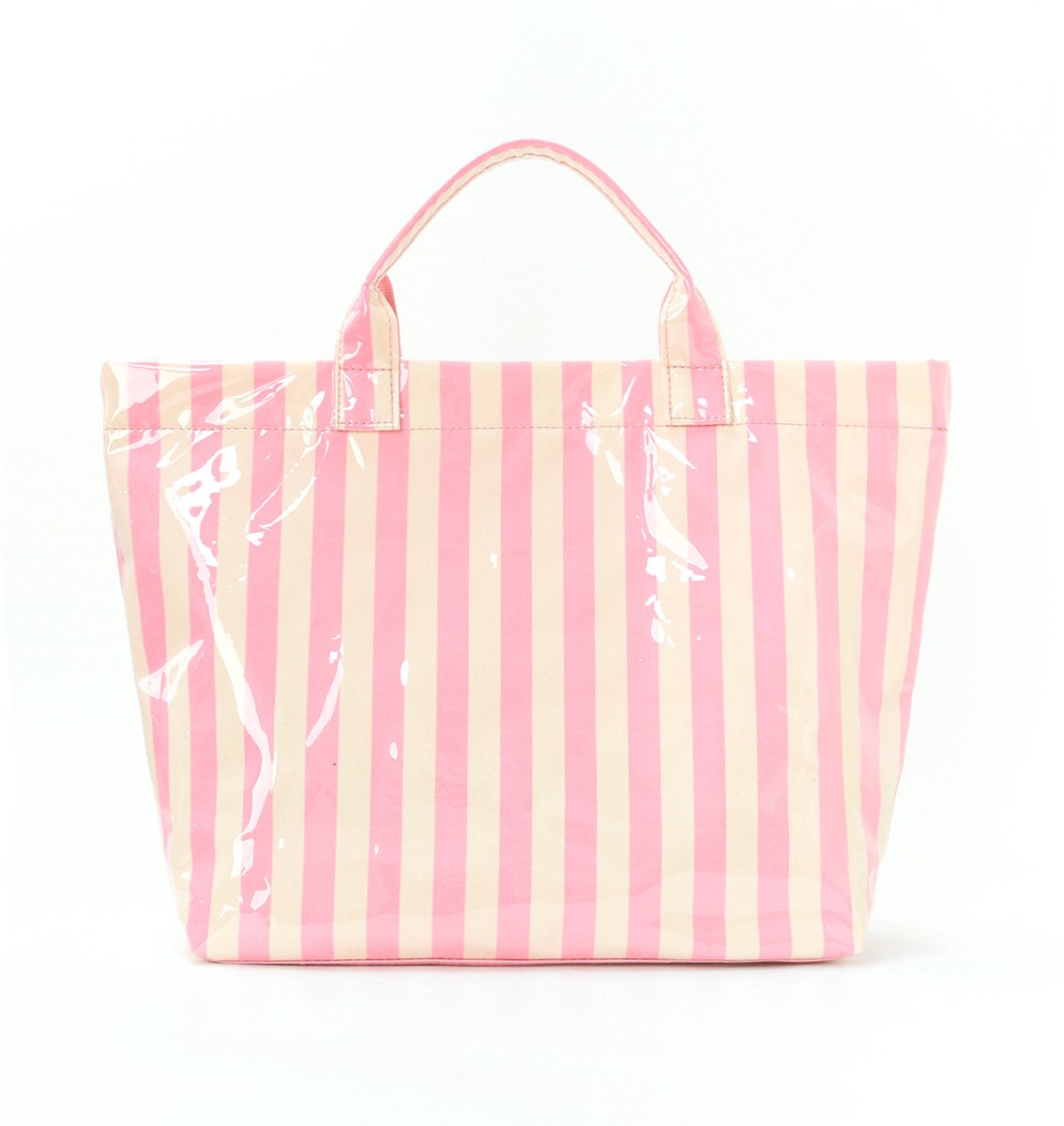 Gestreepte totebag – Waterbestendige tas – Schoudertas voor dames – Ruime tas voor woon-werkverkeer – Geschikt voor reizen, werk, winkelen en vakantie – Beige roze