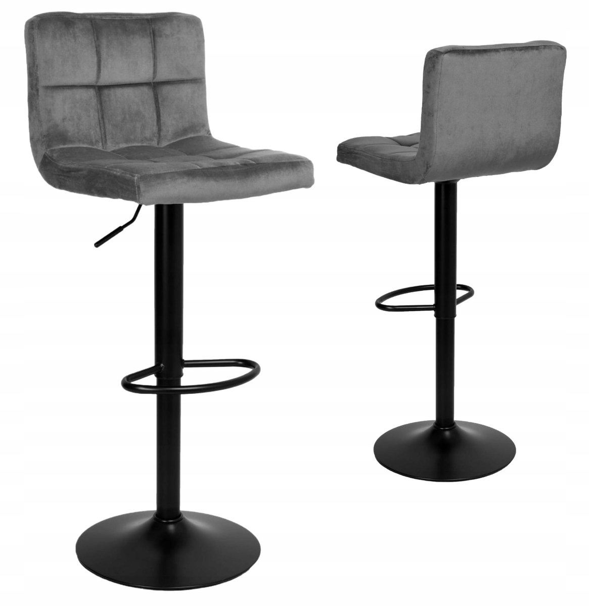 Grijze Velours Barstoel, Verstelbaar & Draaibaar, Pikant Design