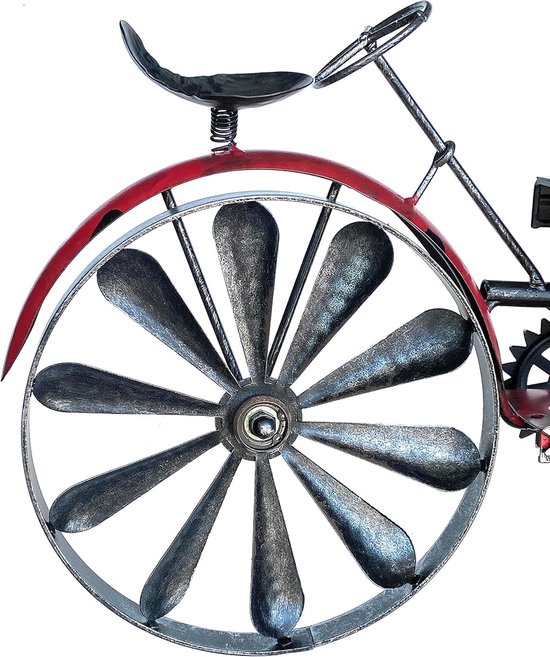 Tuinsteker tractor - Tuindecoratie metaal - Tuin versieren - Windmolens kogelgelagerd - 159 cm hoog - Rood roestlook — afbeelding 4