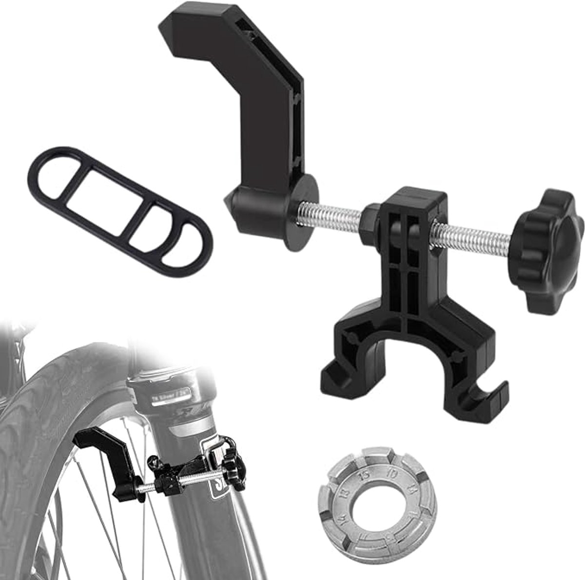 KZQ Spaakspanner Multitool Compact Draagbaar Zwart Met Antislip Handgreep Voor Mountainbike Racefiets Vouwfiets En Stadsfiets