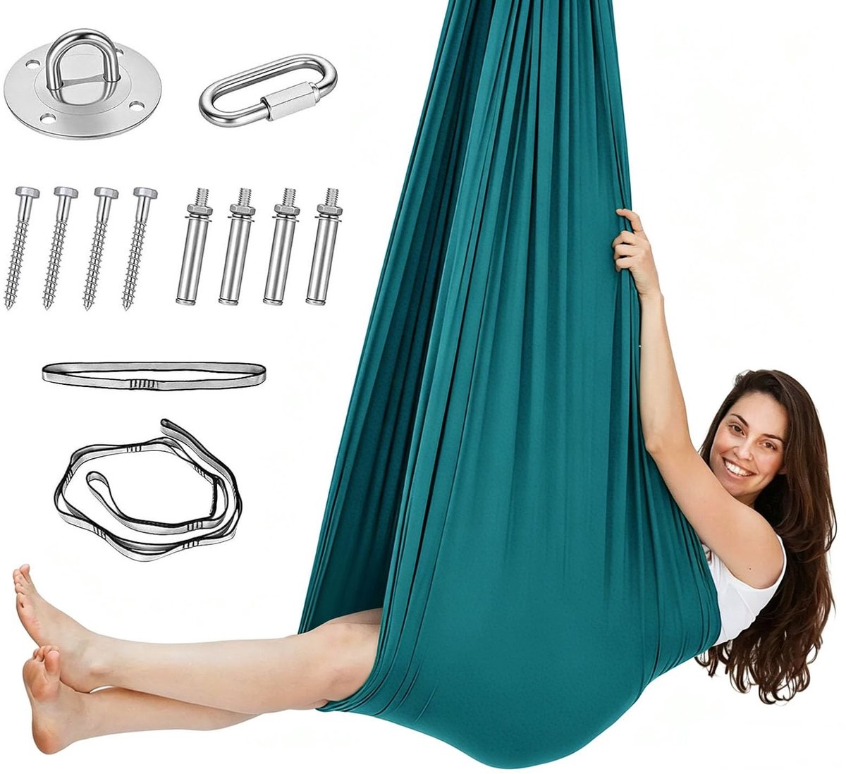 Omgoods - Aerial Yoga Hammock Set met Accessoires voor Binnen en Buiten