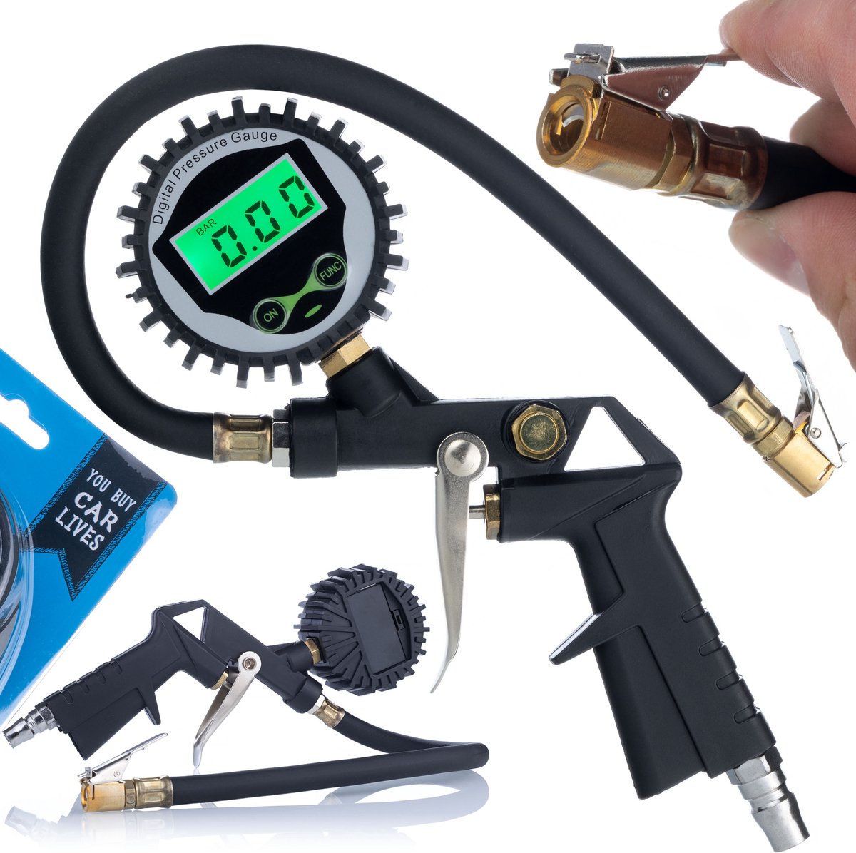 Rosfix Pneumatisch Pistool Spuitpistool - Elektronische LCD-Manometer 0–255 PSI