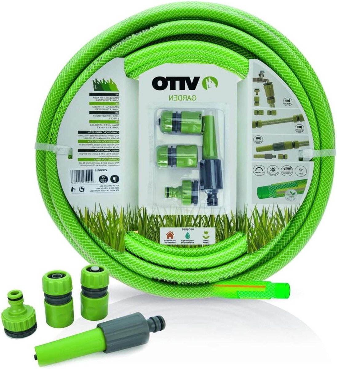 Tuinslang Set - Water Slang - Tuin Besproeien - Versterkt PVC Materiaal - 25 Meter - Groen