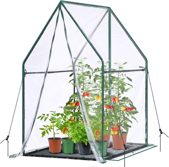 Mini-broeikas voor binnen en buiten: draagbaar groen huis met waterdichte pad voor kleine planten kwekerij kieming - 91 - 4 x 91 - 4 x 148 - 6 cm - zwaar belastbare PVC-hoes - tent - vochtigheid - koepel