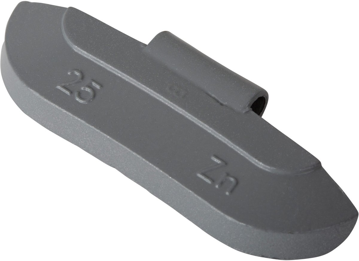 Wielgewicht zink 25 gram – stalen velg, grijs – 100 stuks
