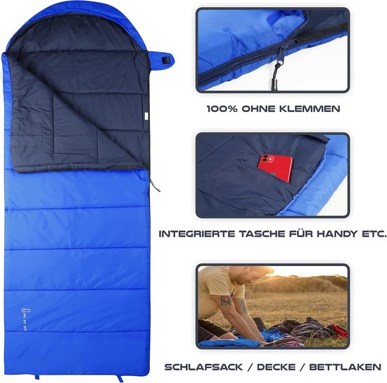 Slaapzak - Deken slaapzak - Kamperen Outdoor - Aparte voetenzone - 205 x 75 cm - Blauw — afbeelding 5