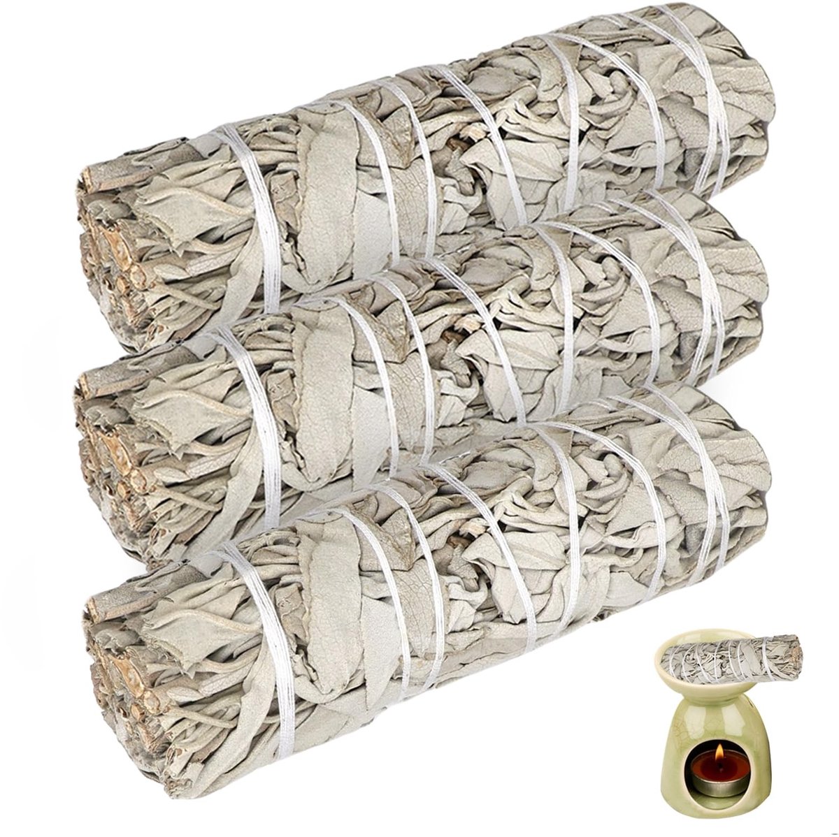 SolidKeus - Set van 3 Witte Salie Bundels voor Spirituele Rituelen