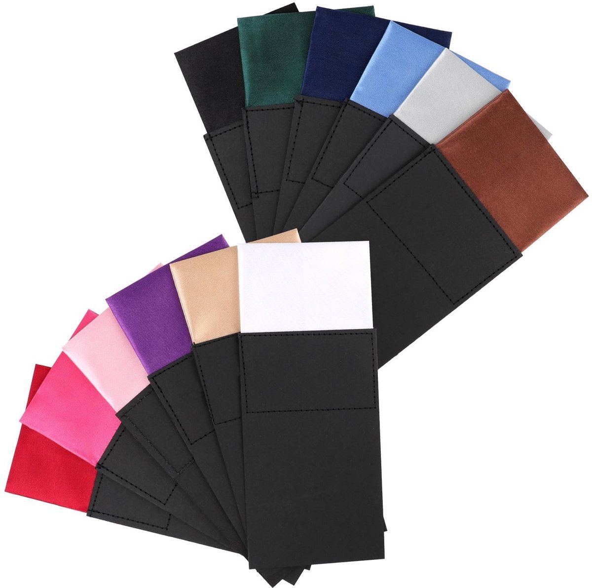 SolidKeus - Set van 12 Heren Pocket Squares in Diverse Kleuren
