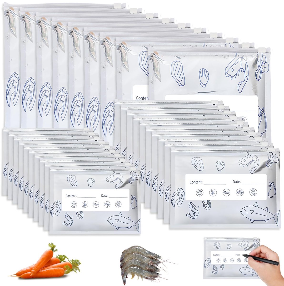 SolidKeus - Set van 60 Herbruikbare Aluminium Folie Vriezerzakken