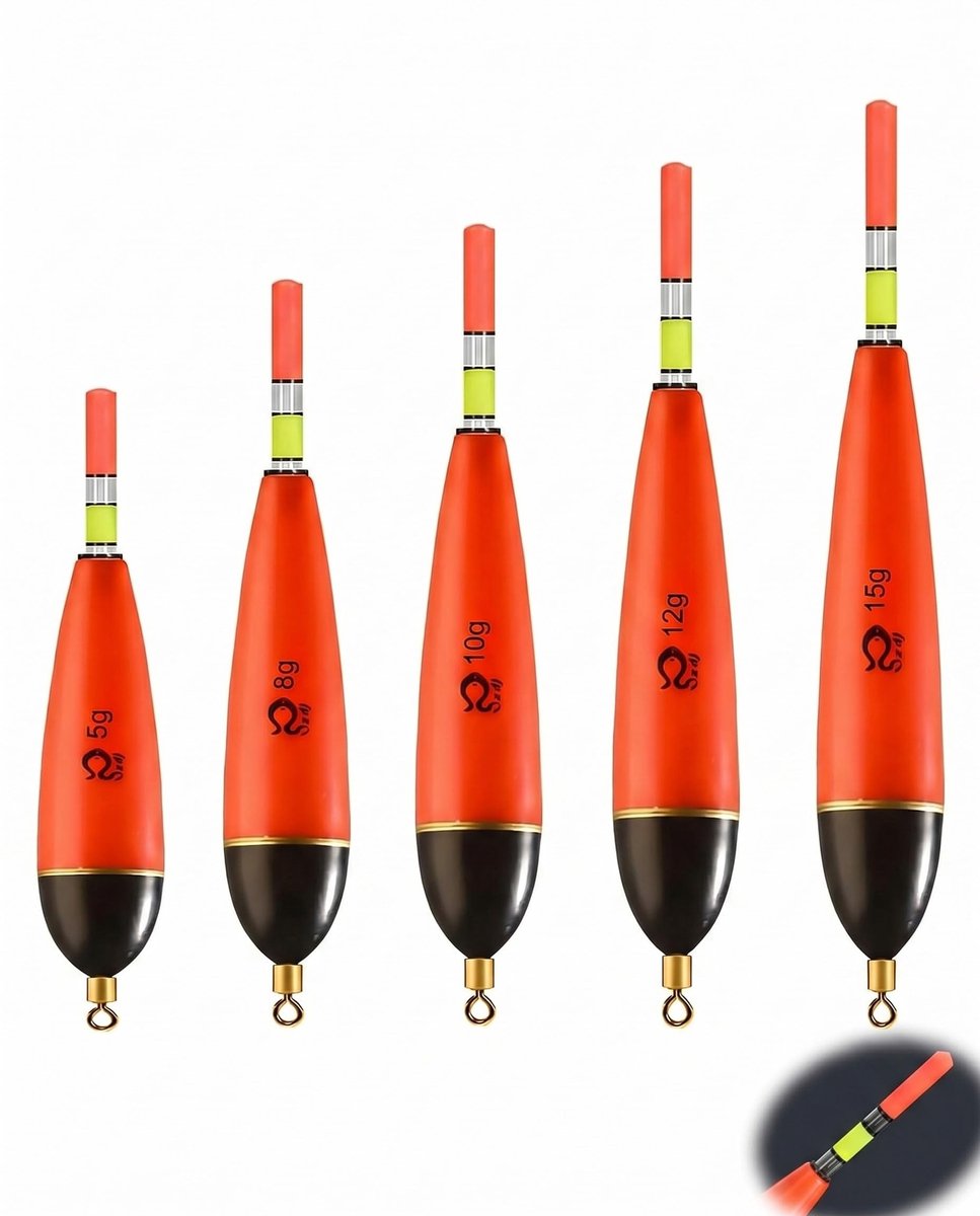 SolidKeus - Vlotterset van 5 Stuks voor Vissen, Rood Waterdruppelvorm