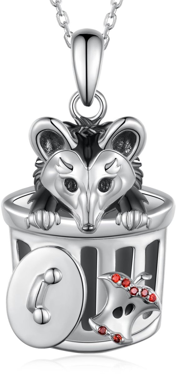 SolidKeus - Schattige Opossum Halsketting van 925 Sterling Zilver