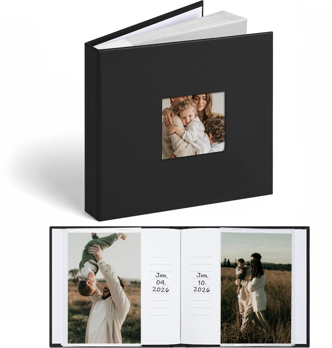 SolidKeus - Fotoboek met Venster voor 48 Foto's in Kunstleer