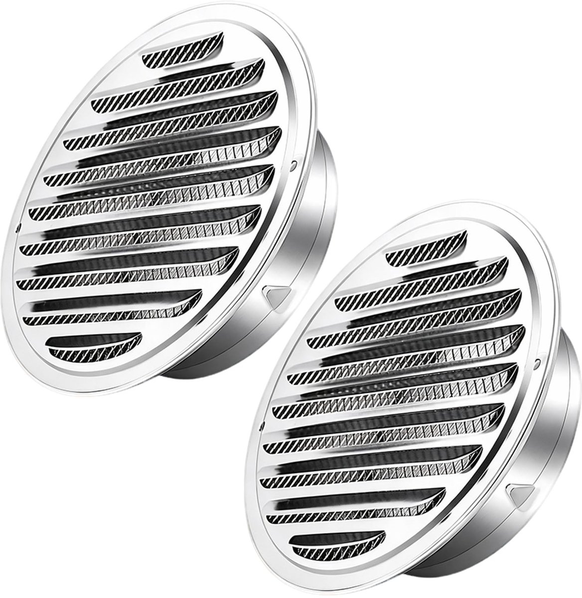 SolidKeus - Ronde Ventilatieroosters met Muggennet, Set van 2
