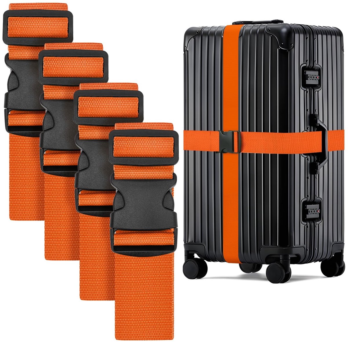 SolidKeus - Oranje Kofferriemen 4 Stuks, Max 250 cm