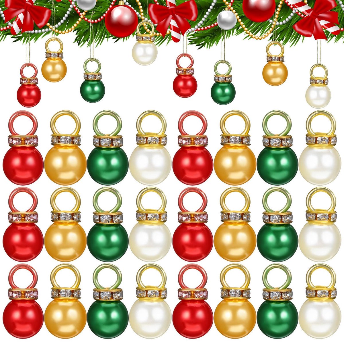 SolidKeus - 200 Stuks Mini Kerstboomversiering met Simulatieparels