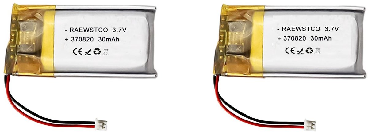 SolidKeus - 2 Stuks Polymeerbatterij 3,7 V 30 mAh voor Smartwatches en Wearables