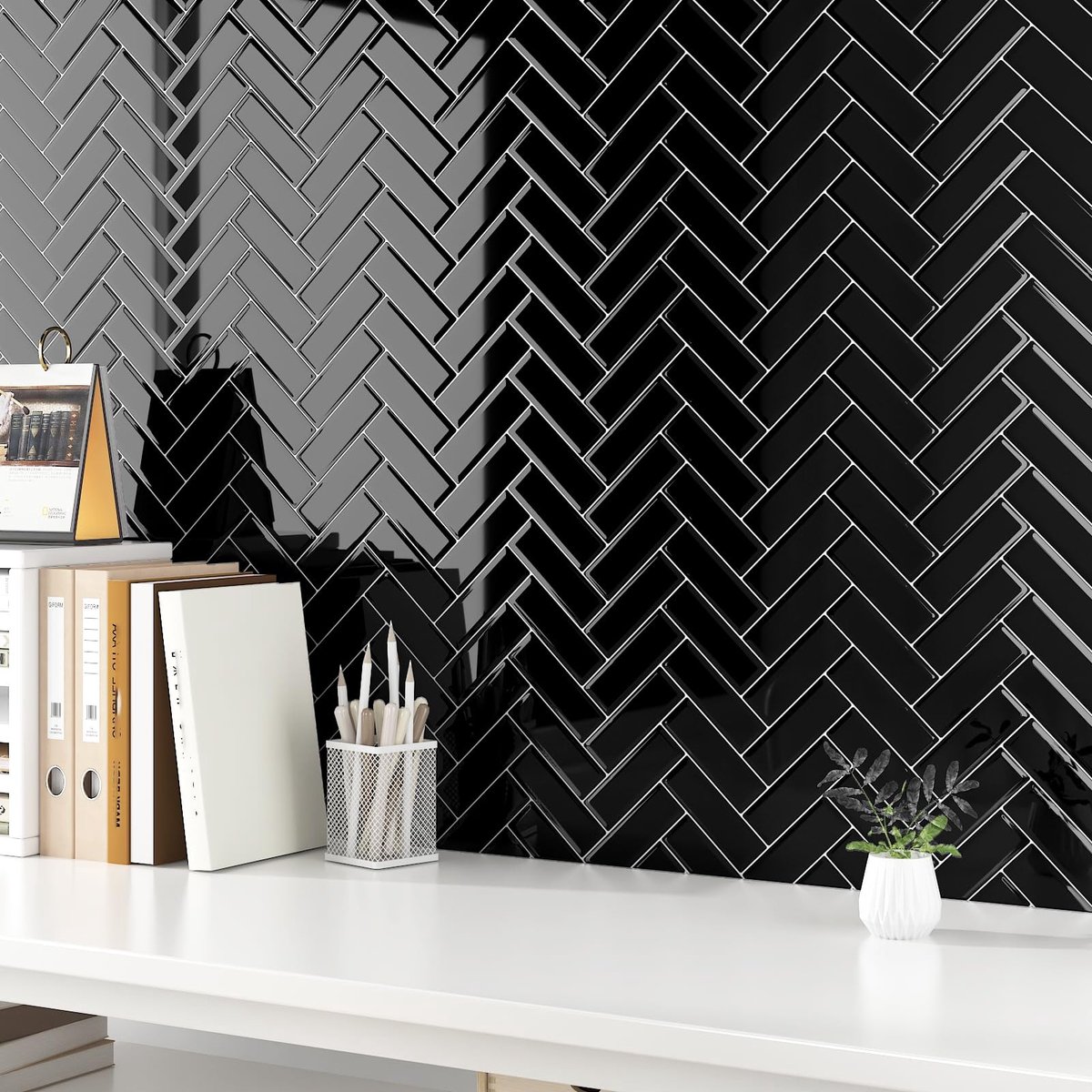 SolidKeus - 10 Stuks Zwarte Zelfklevende 3D Tegelstickers voor Keuken en Badkamer