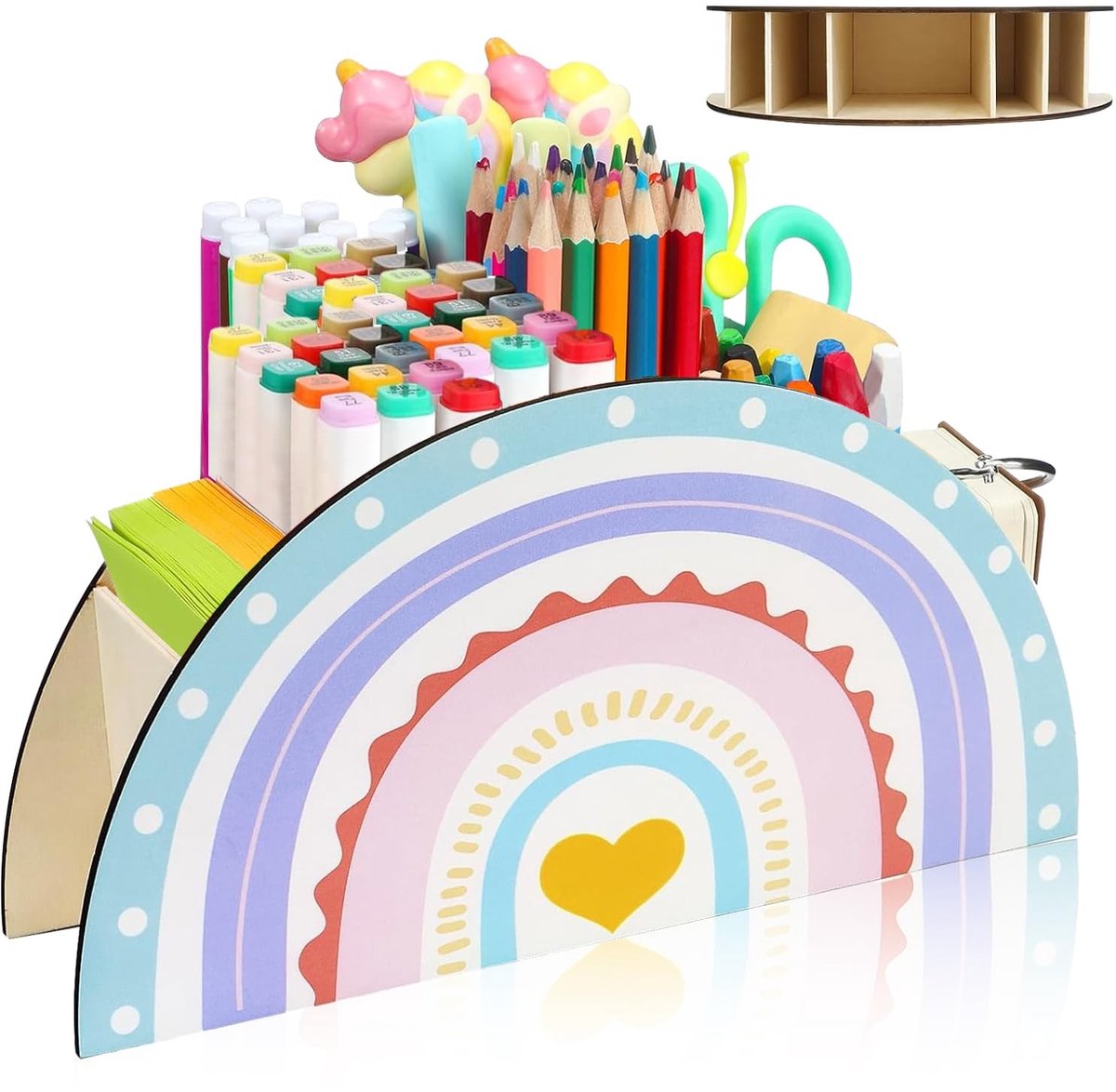 SolidKeus - Creatieve Regenboog Pennenhouder met Vijf Vakken voor Bureau