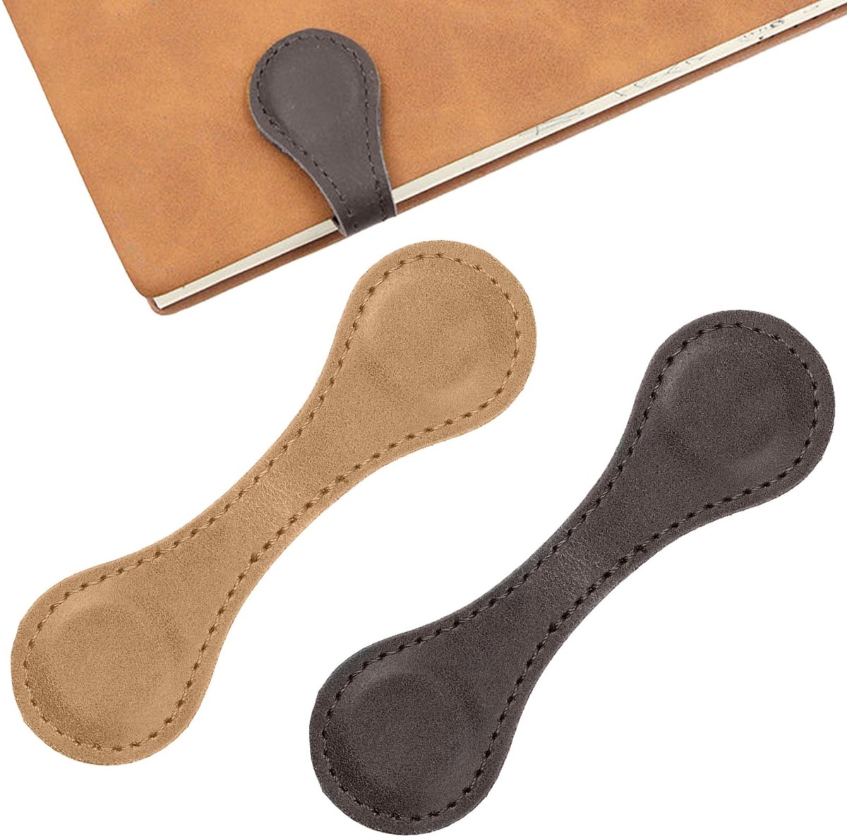 SolidKeus - Set van 2 Magnetische Lederen Boekenleggers Retro Stijl